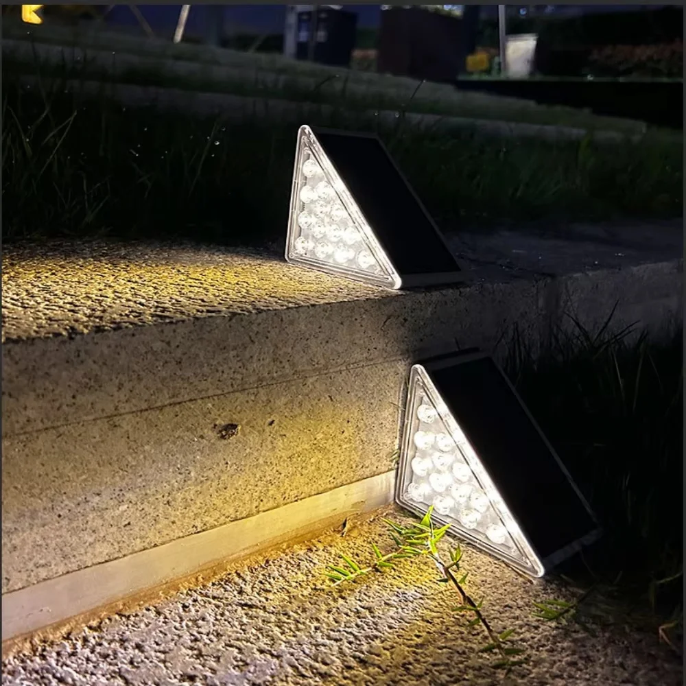 4pcs LED Outdoor Solar Light Step Lamp Lens Design Super Bright Waterproof Anti-theft Stair Light Decor Lighting For Garden Deck