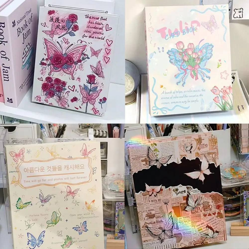 INS Binder Photo Album A5 Butterfly Rose Series Loose-leaf Album Photocard Collection Books Gift