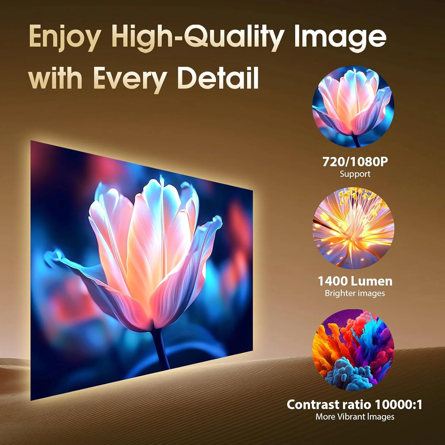 Home Projector HY320 Native 720P Android 11 4K Projector 300ANSI Wifi6 BT5.0 Cinema Outdoor Portable 180° Rotable Projector NEW