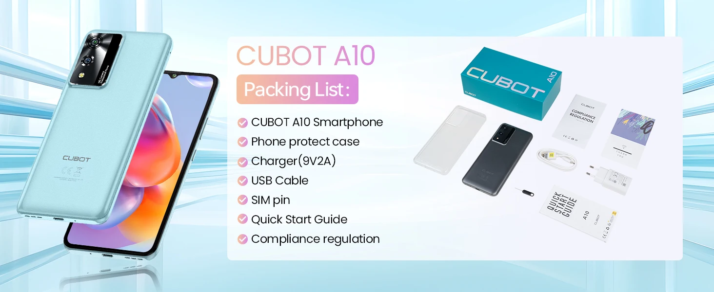 Cubot A10 Android Smartphone , 12GB (4GB+8GB)+128GB ROM, Octa-core, 6.56-Inch 90Hz Screen, 5100mAh, 48MP