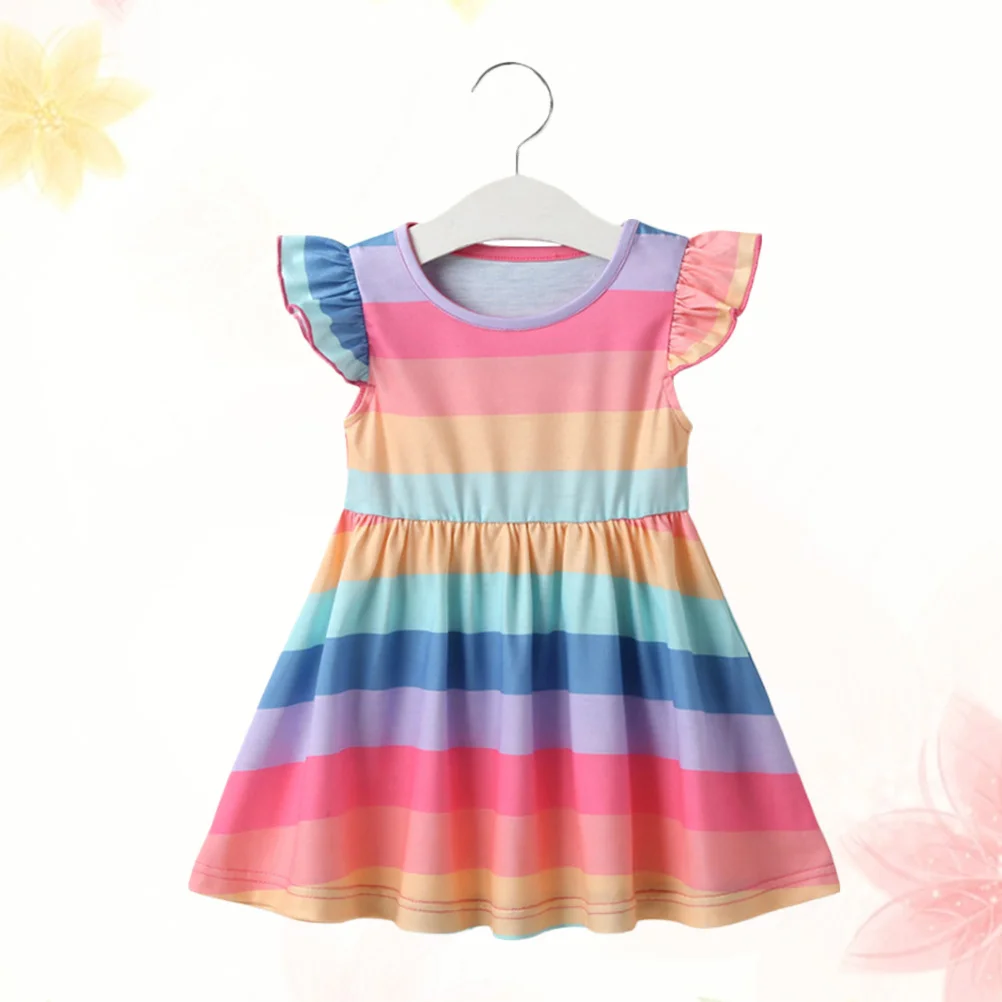 

Sleeveless Rainbow Stripe Dress for Kids Girls Size 100cm Adorable Summer Clothes Stylish Party Outfit Girl Stripe Dress