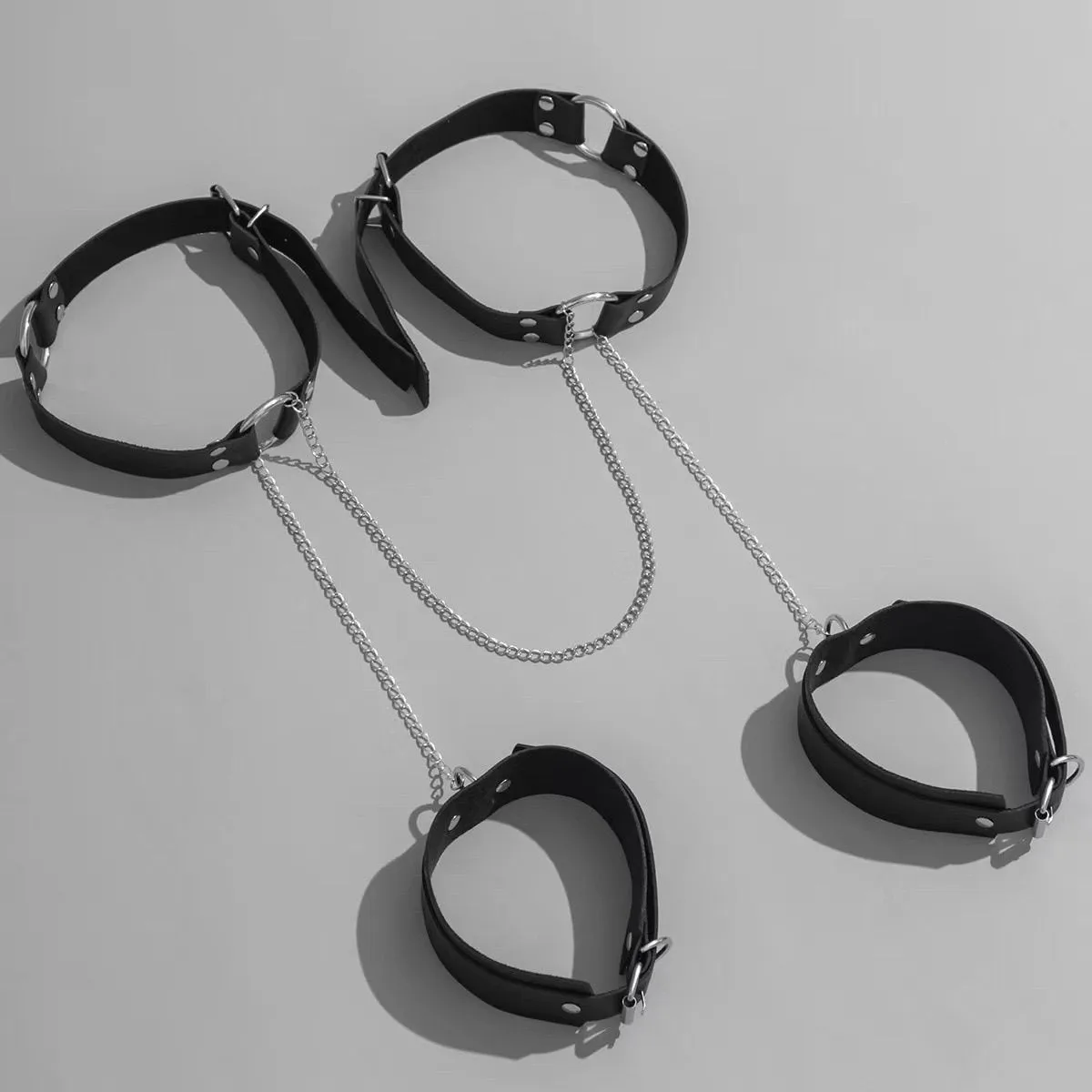 Men's Sexy Leather Chest Harness Gothic Body Chain Belt Punk Shoulder Straps Arm Cuffs For Men Rave Clubwear Party Game Costume