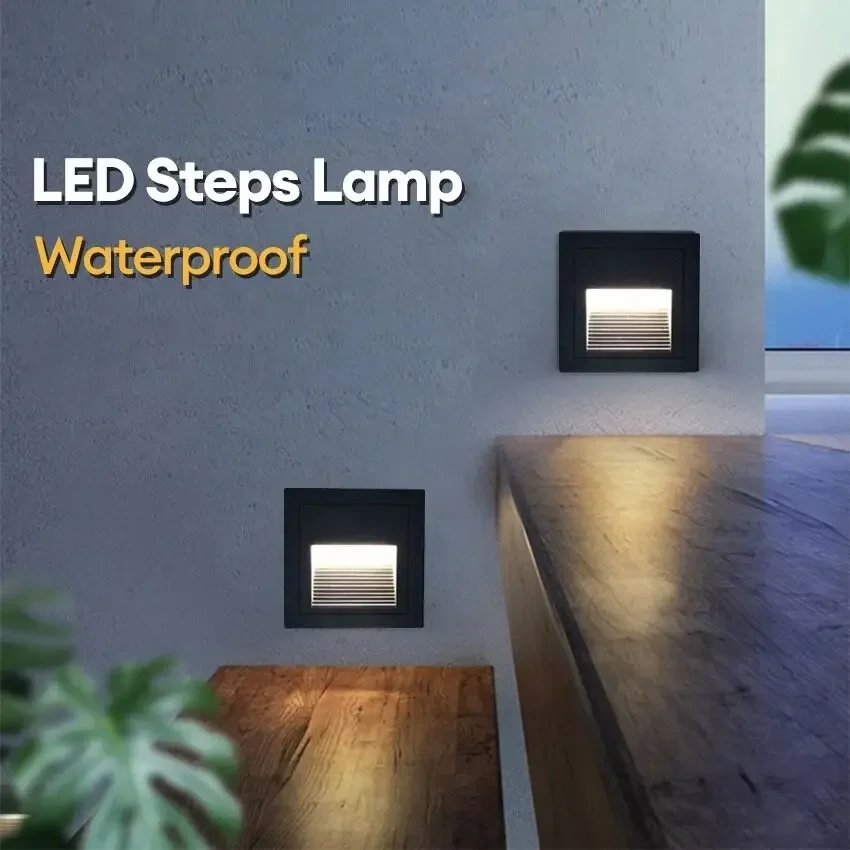 3W LED Step Light Waterproof Stair Corridor lights AC 220V Recessed Buried Wall Lamp staircase Garden Balcony indoor Wall Lighs