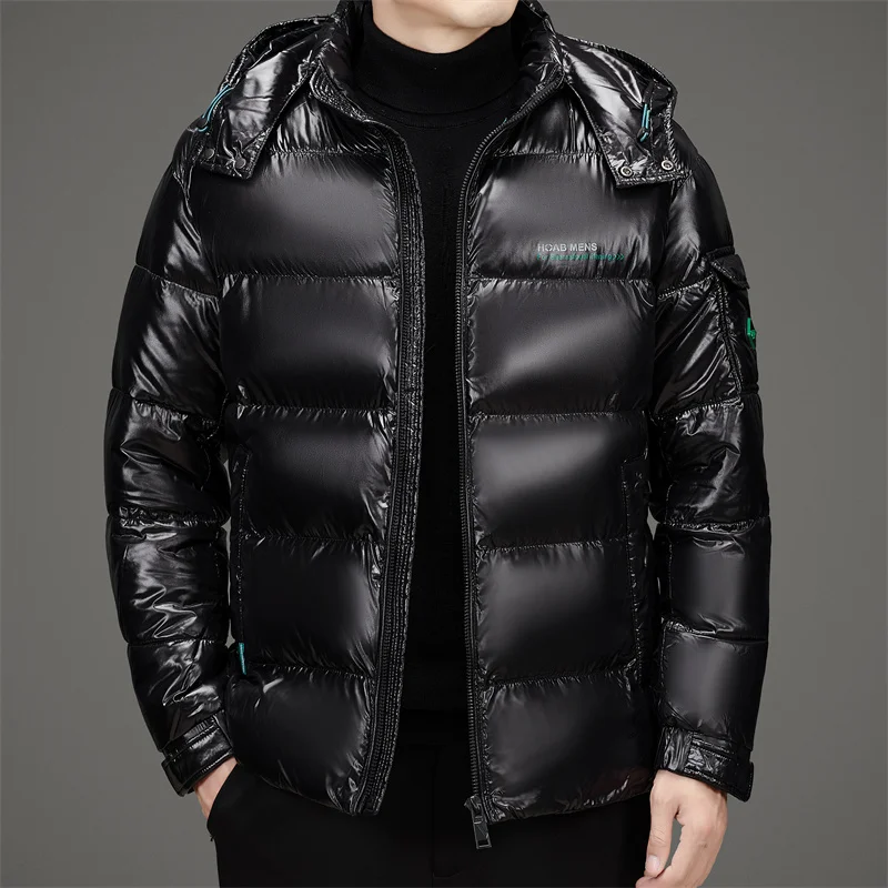 YEAE Down Jacket Men Bright Jacket Man Designer Clothes Men Lightweight Padded Jackets Hooded Jackets Removable Winter Coat Men