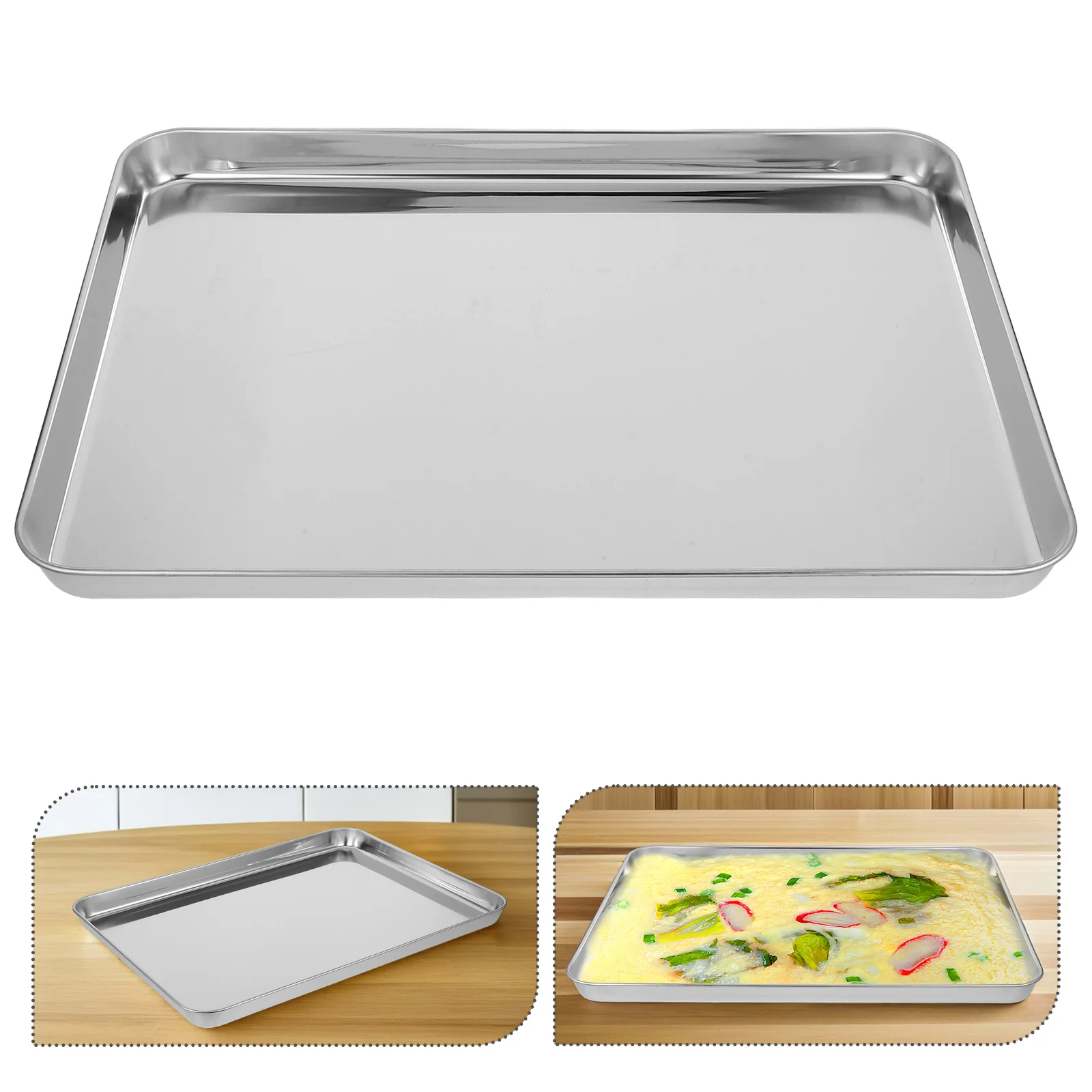 

Stainless Steel Rectangular Plate Premium Food Serving Tray for Camping Family Gathering Steak Snack Storage Kitchen Supply