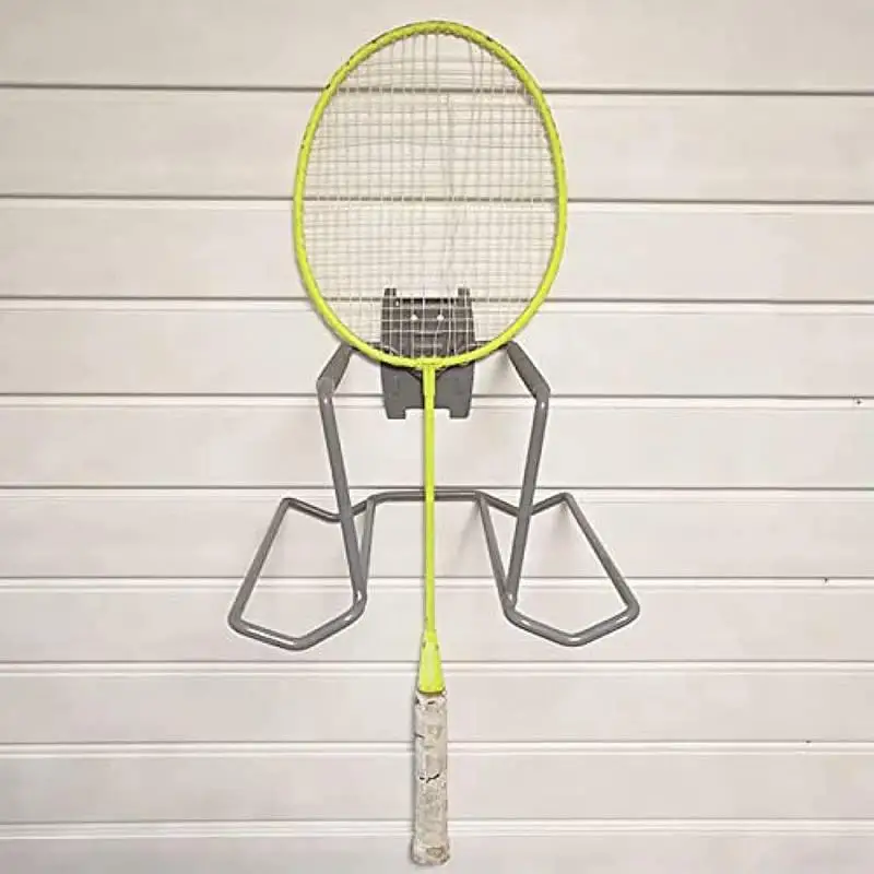 

Tennis Racket Storage Non-slip Metal Sports Equipment Organizer Wall Mounted Racquet Holder For Home Gym Holds 6 Balls And 4