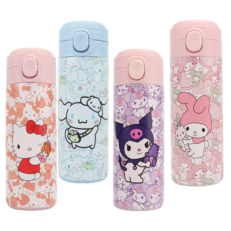 420ML Sanrio Hello Kitty Water Cup Kawaii My Melody Thermos Cups Anime Cartoon Kuromi Juice Cup Insulated Water Bottle Kid Gifts