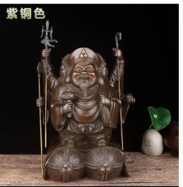 Japón hogar santuario vestíbulo de oficina protección eficaz mascota próspero negocio DA HEI TIAN FU Dios bronce FENG SHUI estatua artística
