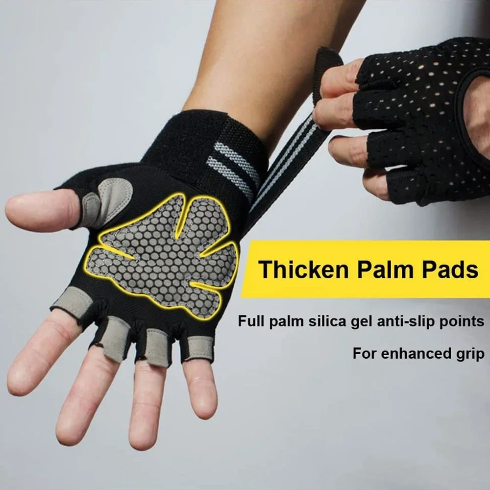 Guantes de levantamiento de pesas con soporte de muñeca para ejercicio pesado, culturismo, entrenamiento de gimnasio, Fitness, entrenamiento de