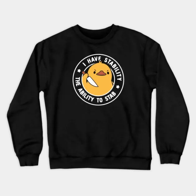 

Осенне-зимний стиль Duck — темный свитшот с юмором, рисунок «Stabby Duck» для модного и женского образа