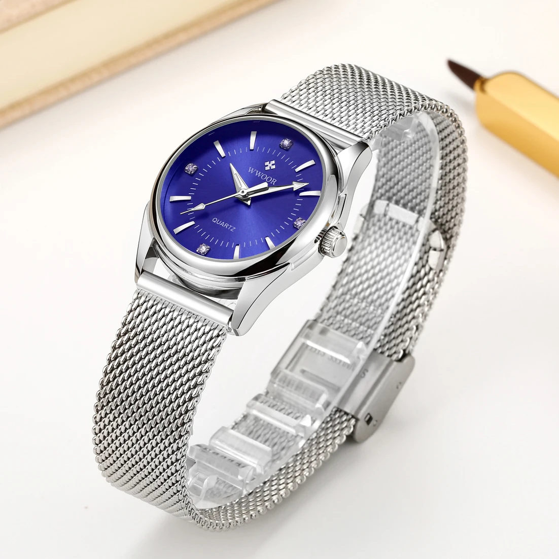 WWOOR Luxury Ladies Watch Elegant Simple Waterproof Women’s Quartz Wristwatch Stainless Steel Women Bracelet Watches Reloj mujer