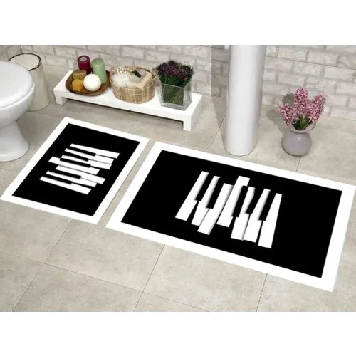 Land Of dowry Elite Lux Rectangular 2'li Bath Mat Pad Piano Black