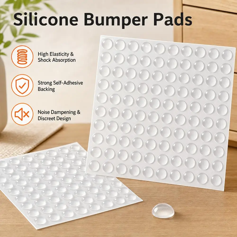 100pcs Self Adhesive Round Soft Silicone Rubber Bumpers Clear Black Anti Slip Shock Absorber Feet Pads Damper