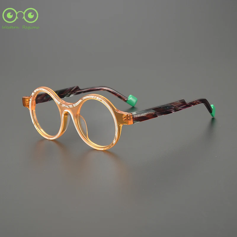 

2025 men and women summer new color comfortable board men and women glasses frame personality round retro men myopia