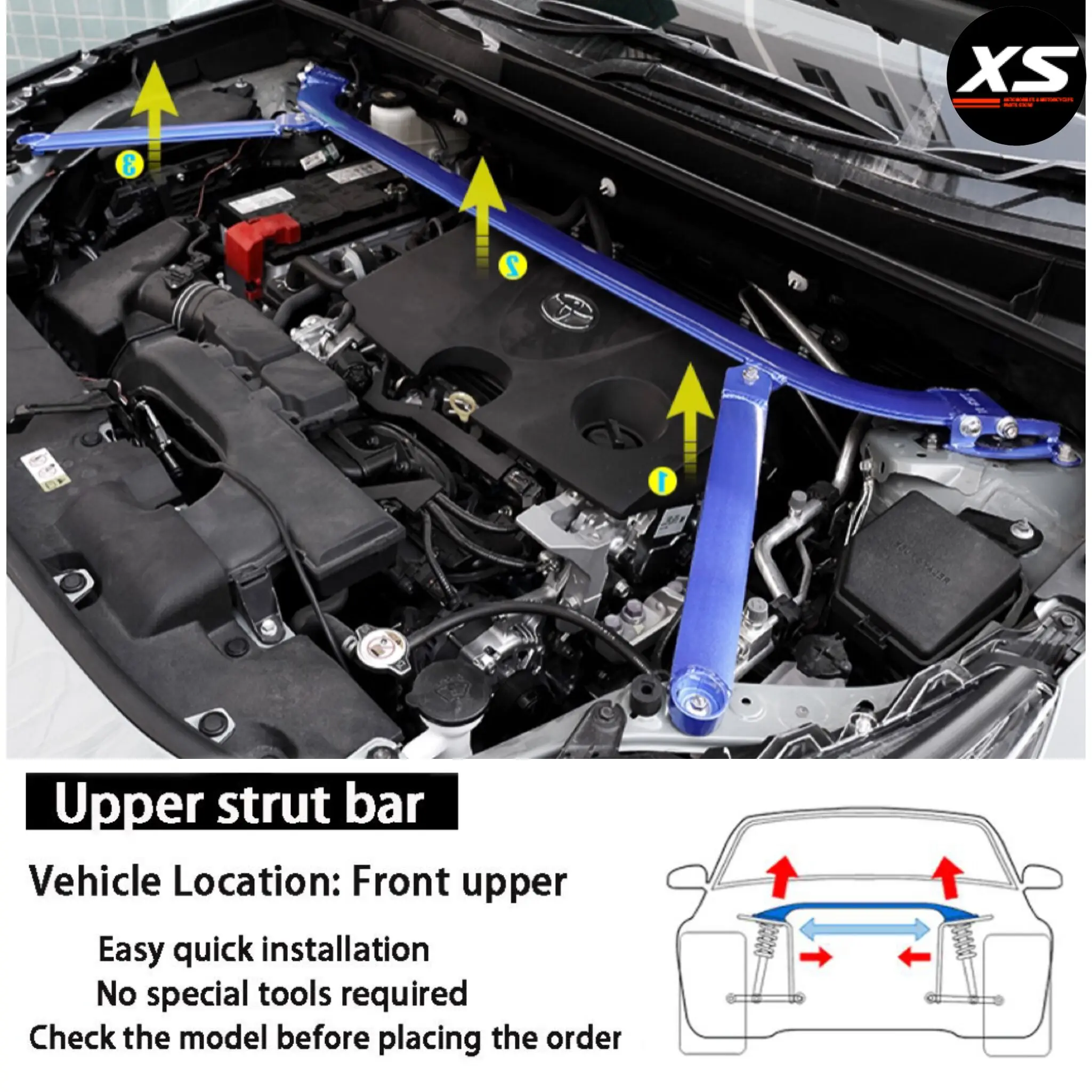 

Front Upper Strut Brace For Toyota RAV4 XA50 For Suzuki Across 2019-2023 Hybrid Version Tie Bar Suspension Engine Stabilizer STB