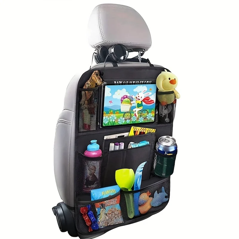 Car Seat Organizer Multifunctional Oxford Fabric Car Back Multi Pocket Storage Bag with Tablet Holder Protector for Kids
