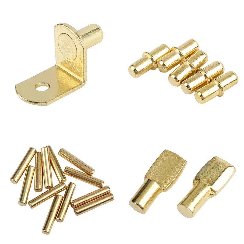 10PCS Golden L Shelf Bracket Central Axis Glass Plate Holder Fixing Support Partition Pin Wall Brackets Furniture Hardware Tool