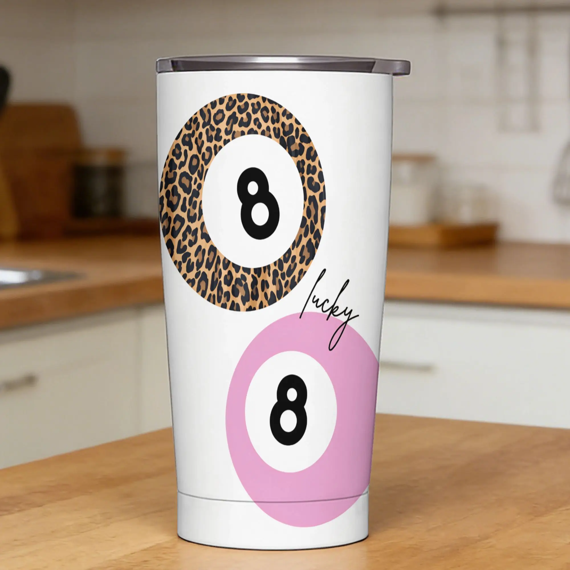 Stainless Steel Tumbler Leopard & Card Print Thermal Mug  Insulated Cold and Hot Camping Mugs Cup,