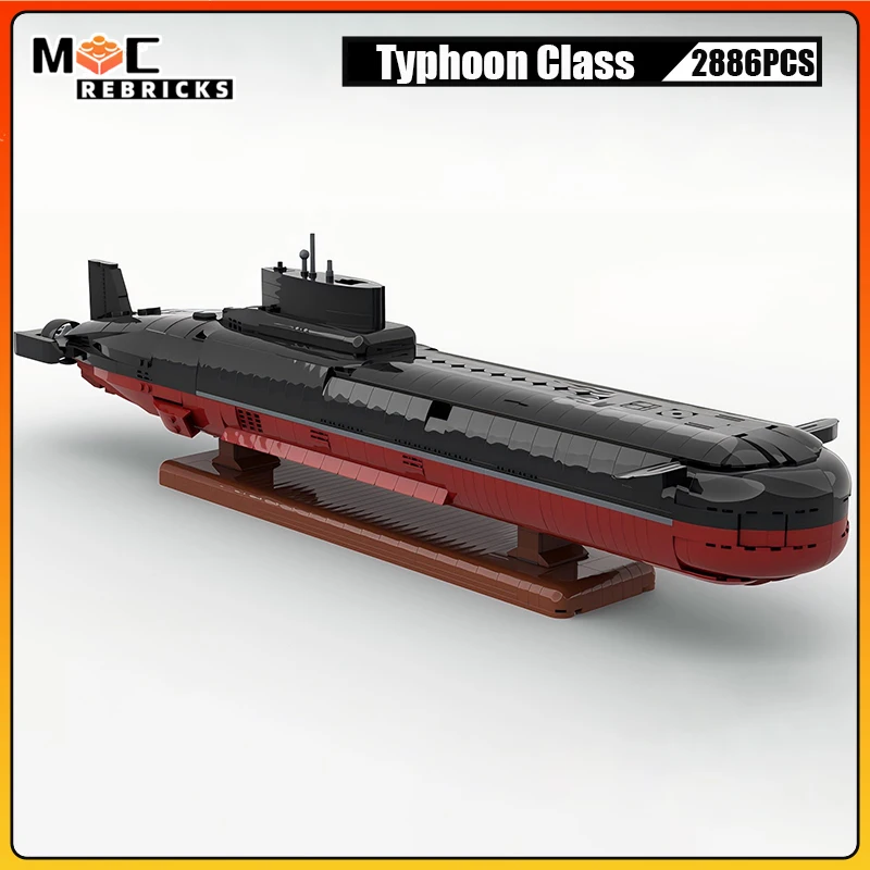 High-tech Military Heavy Missile Cruiser Typhoon Class Submarine MOC Building Blocks Warship Assembly Model Kid's Toys Xmas Gift