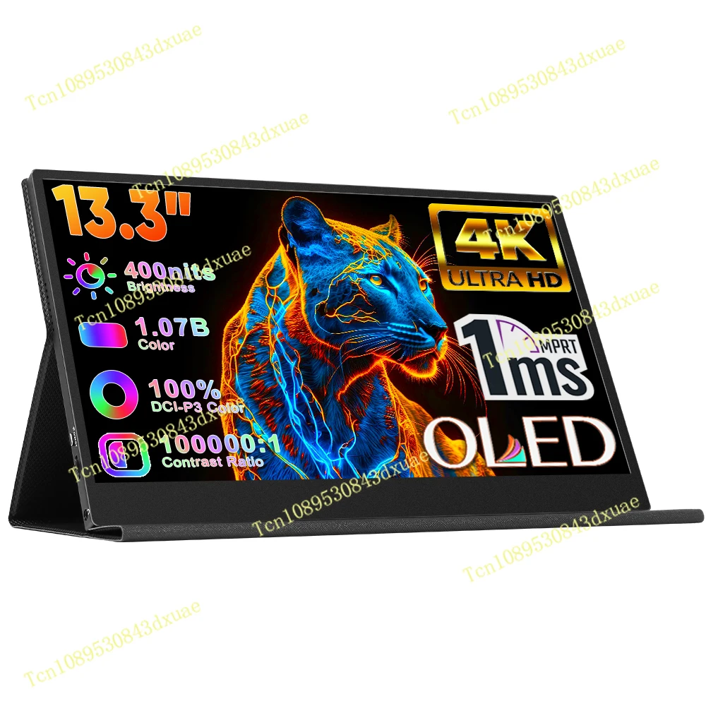 SIBOLAN 13.3-inch 4K Portable OLED Monitor 10-Point Multi-Touch HDR SRGB 100% Dual USB-C HD Laptop Mac Phone PS5 Gaming Series