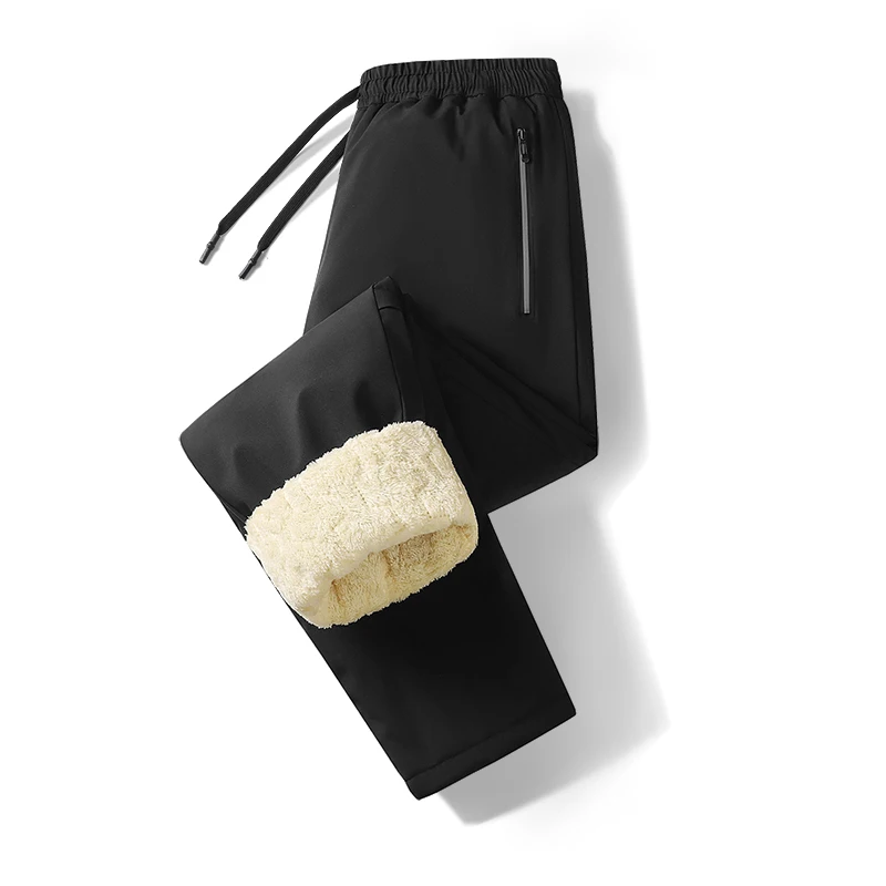 

Men Thick Warm Pants Fleece Lined Winter Pants Man Loose Joggers Sportswear Black Grey Casual Drawstring Pants Windproof Pants