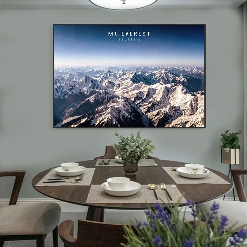 Póster del Monte Everest, arte de montaña más grande del mundo, impresión panorámica de paisaje, pintura en lienzo, sala de estar, decoración de