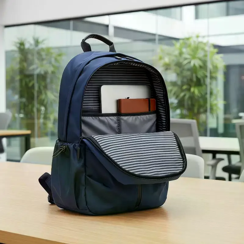 Water Resistant Grey Laptop Backpack Large Capacity Padded Straps For School Work Travel Hiking