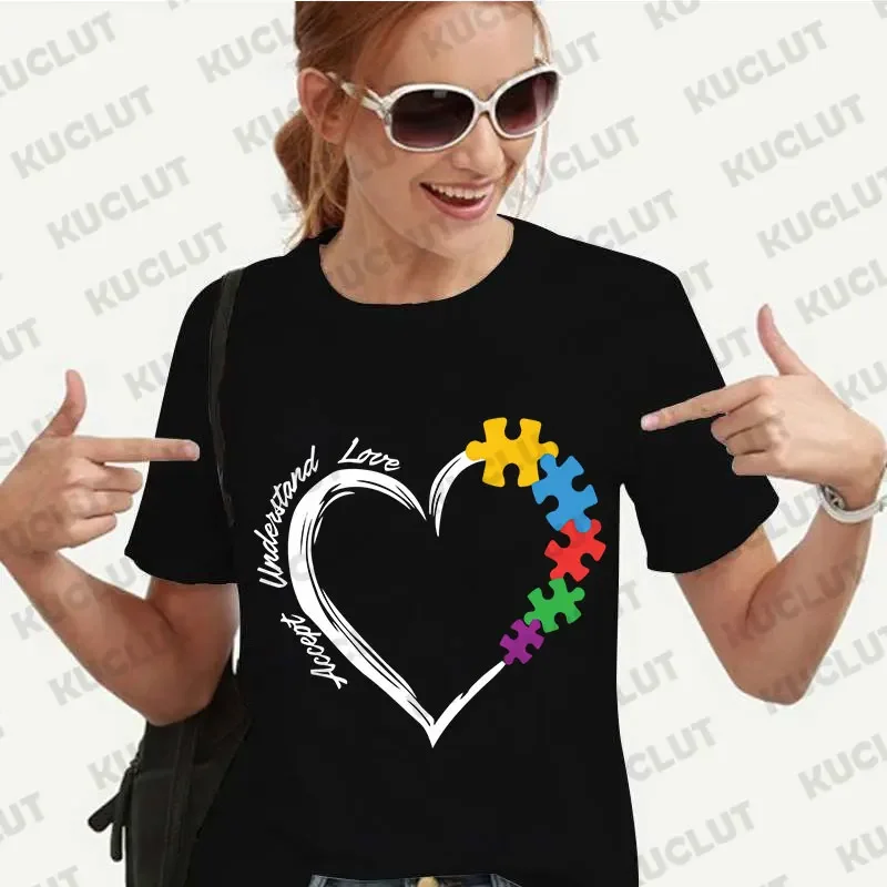 Nuove T-shirt per le donne Moda Autismo Stampa T-shirt unisex Y2K Streetwear Abbigliamento Autismo Consapevolezza T Shirt Autismo T-shirt femminile