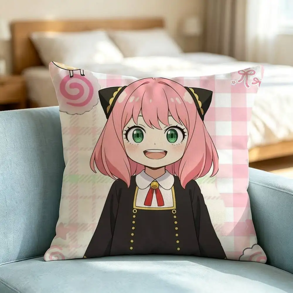 Spy X Family Anya Forger-S Pillow Case Square Double-Sided Sofa Cushion Cover Bedroom Bedside Pillow Gift