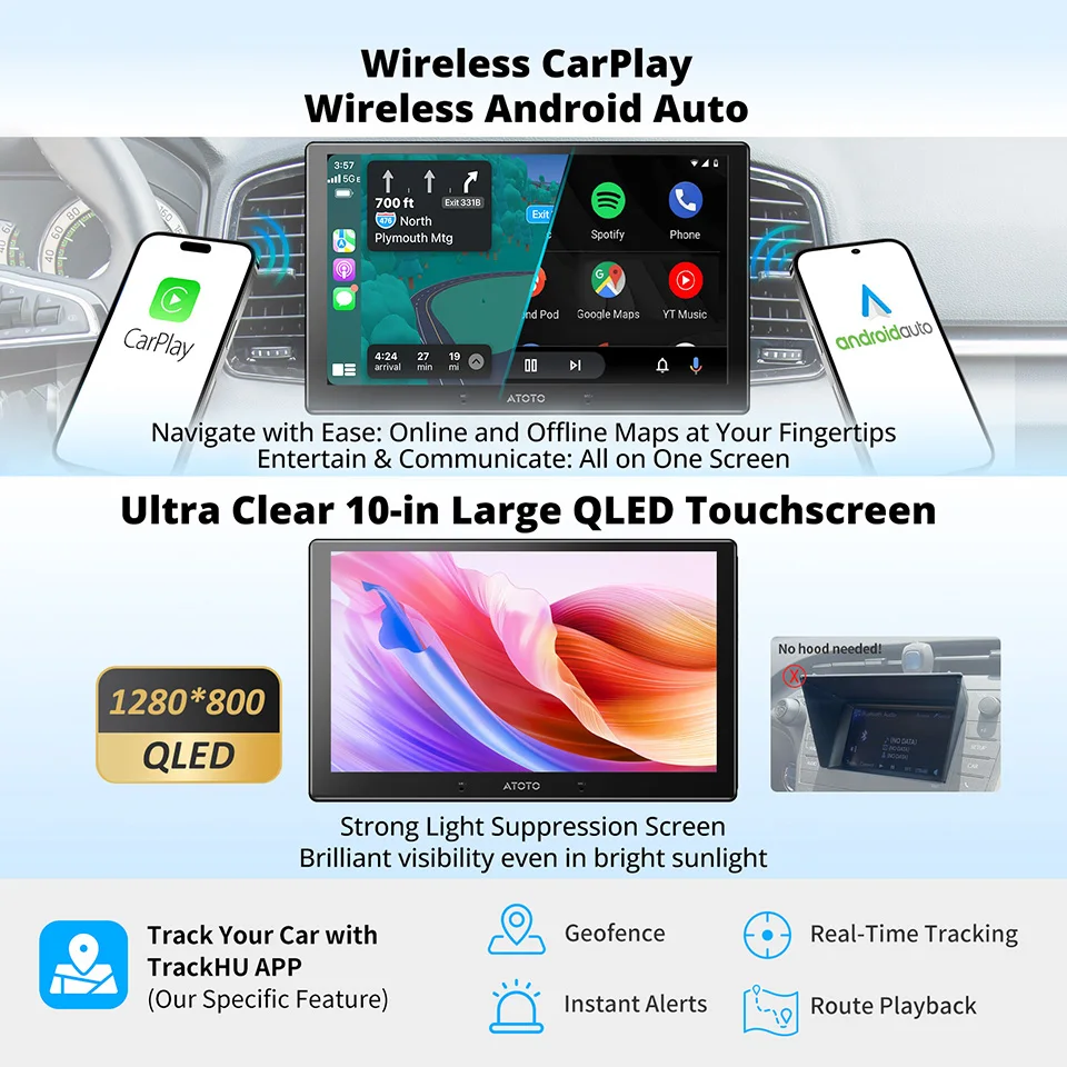 10 inch QLED Android Car Stereo 8G+128G Bluetooth Apple Carplay