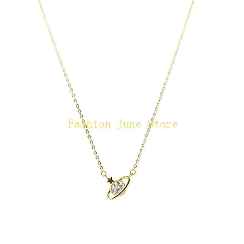 N5KA Gift Styling Planet Pendant Necklace Minimalist Dainty Jewelry with Adjustable 16.1-19.6 Inch Chain for Daily Wear