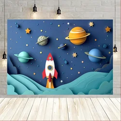 Space themed Photography Background Cloth - School Activities and Video Props Space Party Decoration