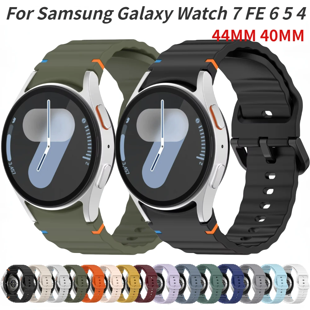 

Original Silicone Strap for Samsung Galaxy Watch 7 44mm 40mm FE 6 4 5 pro 45mm Bracelet for Watch 6 Classic 43mm 47mm Sport Band