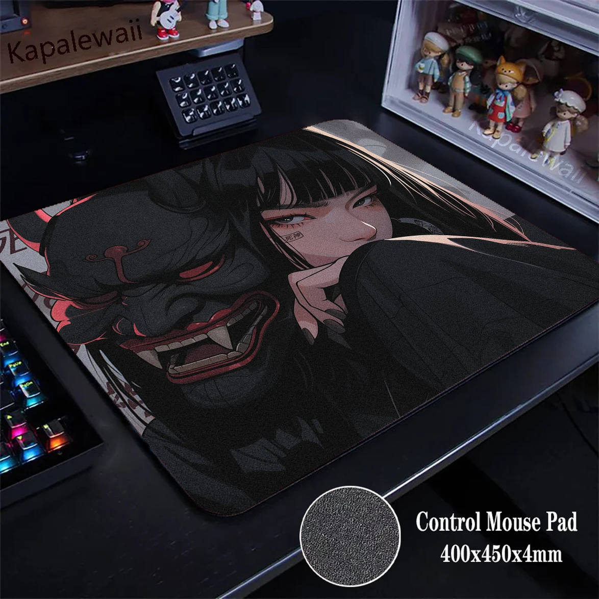 

Anime Mask Girl Mousepad Premium Precise Desk Mat Control Mouse Pad 45x40CM Locking Edge Mouse Mat Non-Slip Rubber Table Carpet