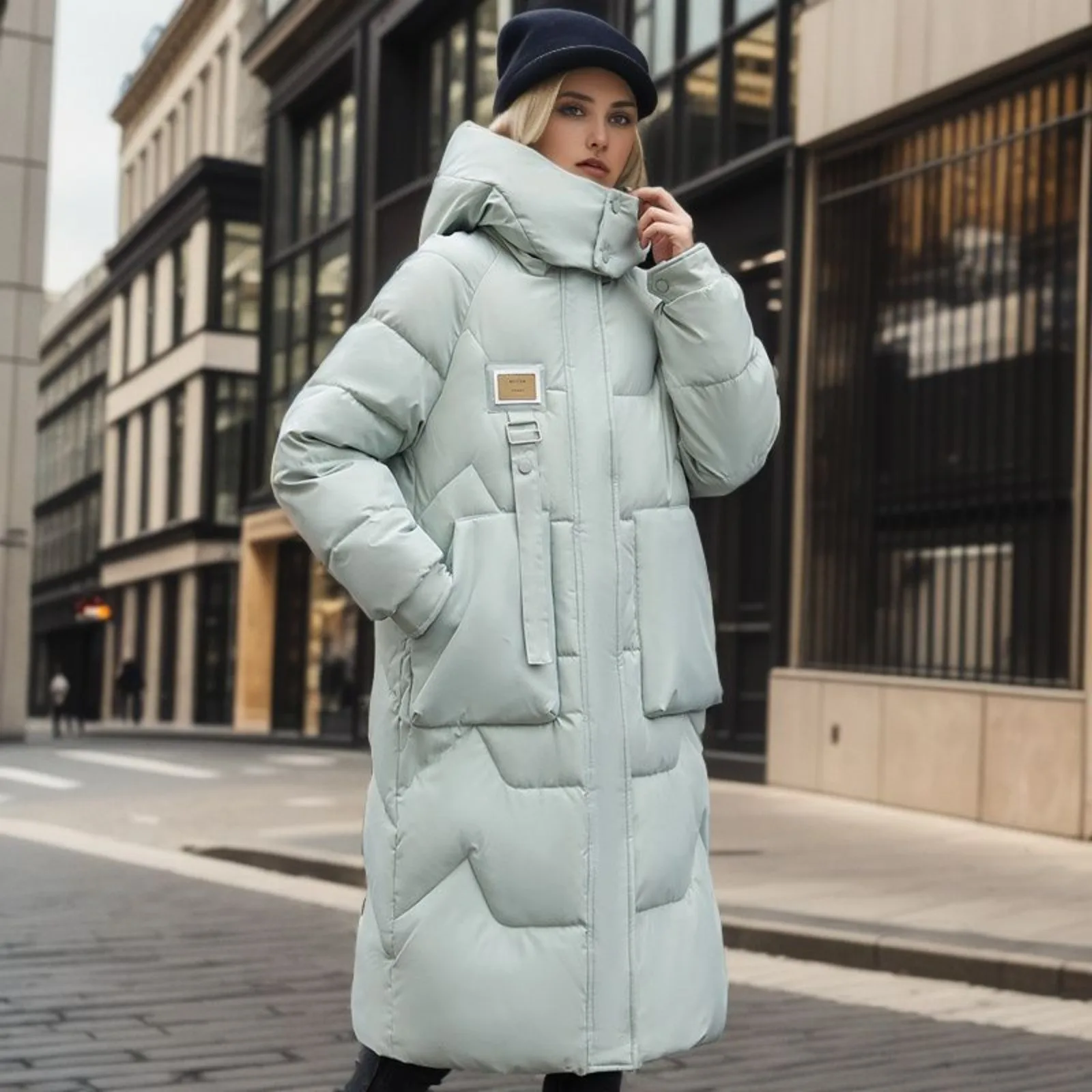 2024 nova jaqueta feminina de inverno parka com capuz longo parkas casacos casuais engrossar neve usar jaquetas algodão acolchoado quente outwear