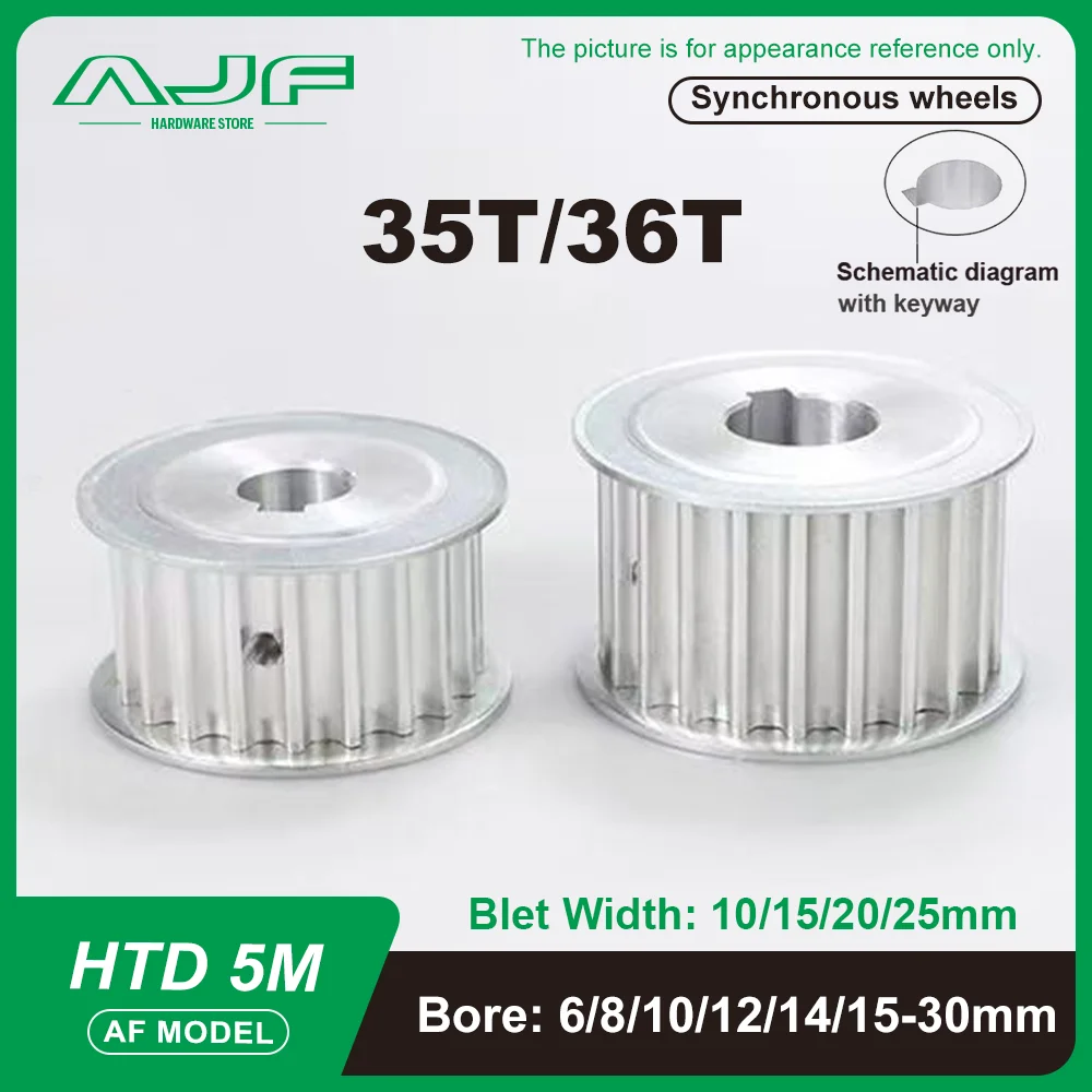 HTD 5M Timing Pulley 35T/36Teeth  Bore 6-30mm Belt Width 10/15/20/25mm 5M-35T 36T Synchronizing wheel, Toothed Belt Pulley