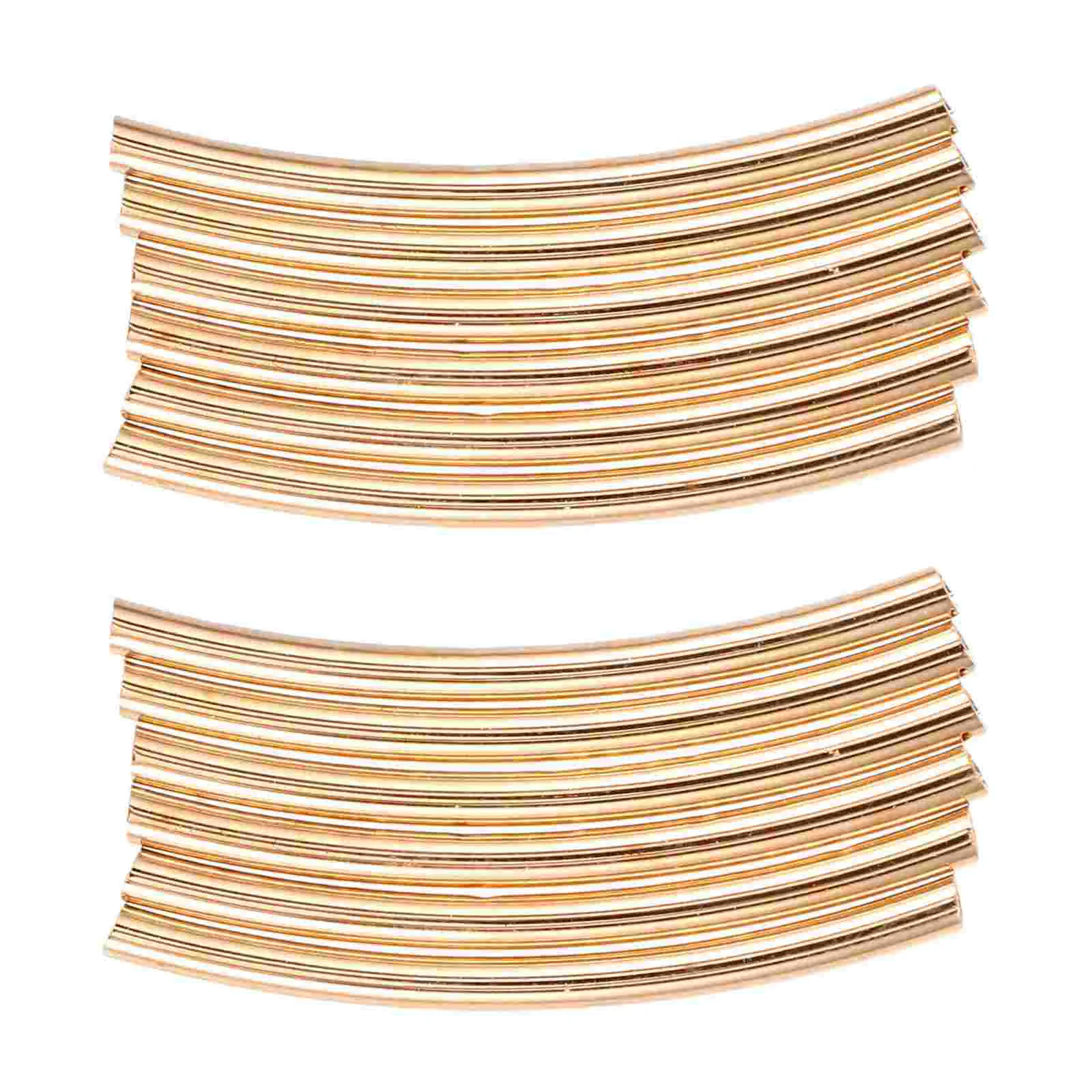 

50 Pcs Necklace Making Materials Brass Beads Smooth Curved Tube Jewelry Spacer Noodle Bracelet Earring anklet