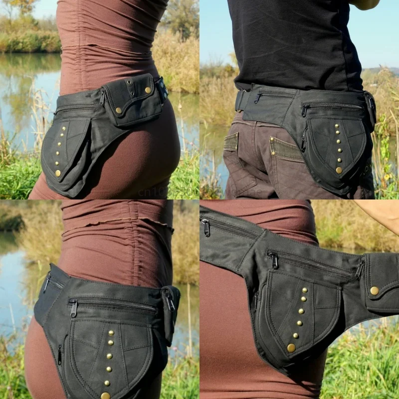 

New Retro Men Women Waist Bag Multi-Functional Mobile Phone Bag Fashionable Outdoor Casual Sports Crossbody Waist Purses