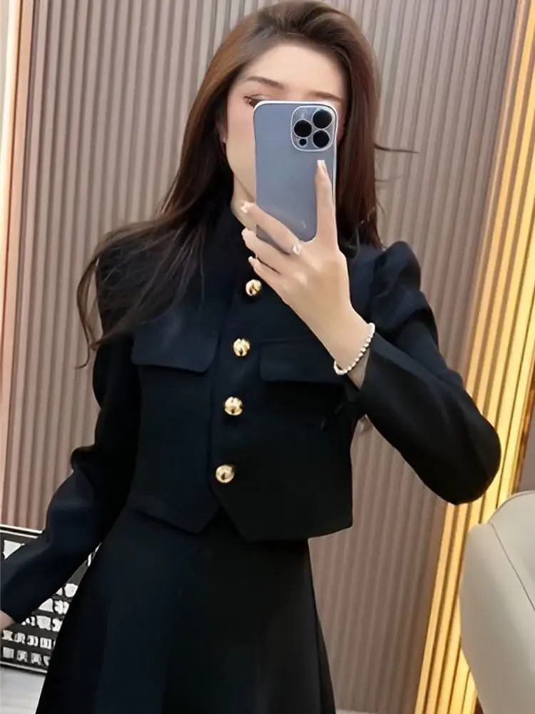 UNXX Elegant Socialite\'s Women\'s Suit Jacket Skirt Outfit Two-piece Set Autumn and Winter Office Lady Coat Long