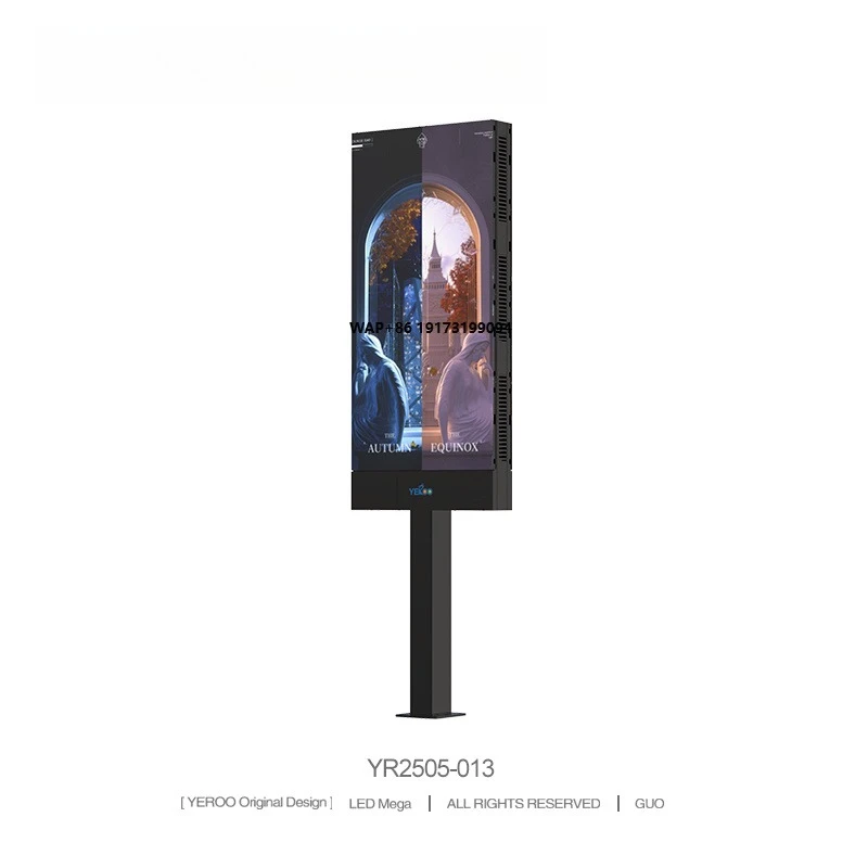 Solar-Powered LED Digital Video Banner Display Screen Stand 750cd Brightness IP54 Weatherproof Ground-Mounted Outdoor Billboard