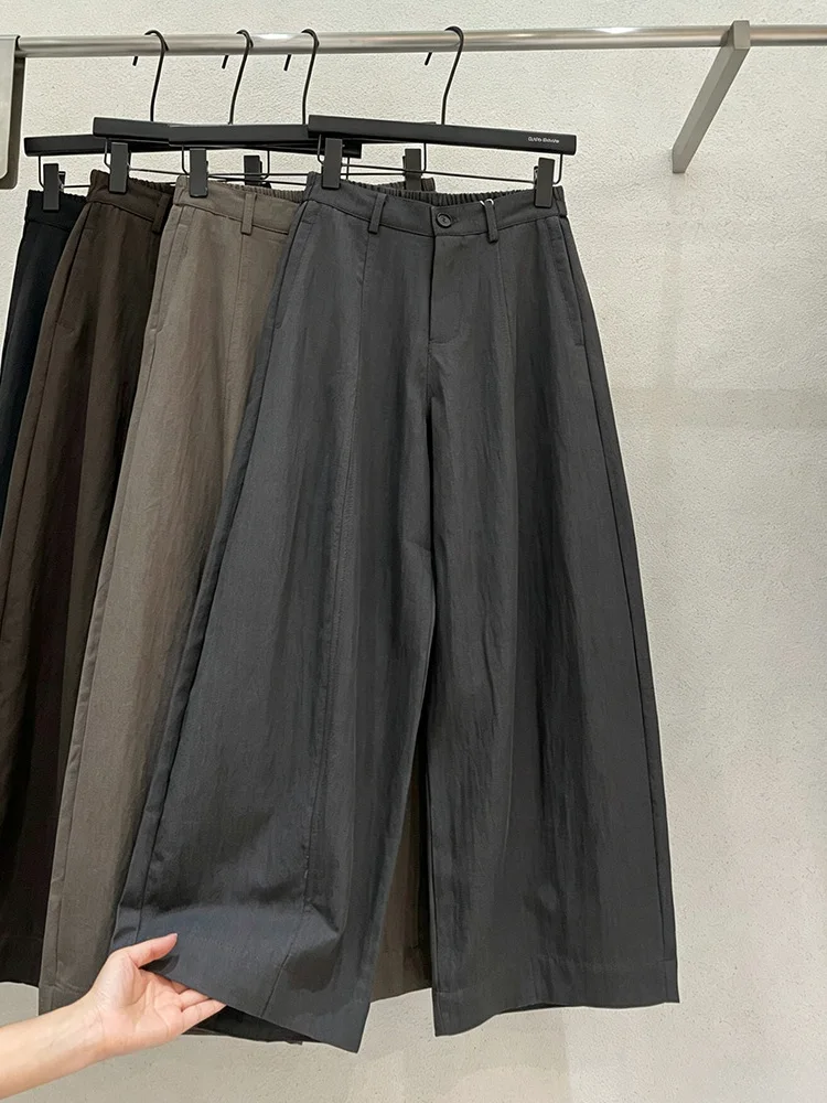 Authentic High Waist Slimming Casual Pants Women's Wide Leg Pants Elastic Back Knife  Comfortable Loose Fit Straight Leg