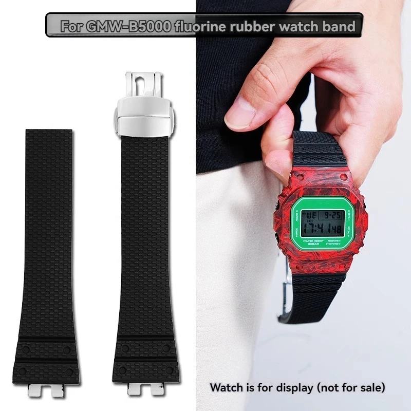 

For Casio Modified GMW-B5000 GM-B2100 High Quality Fluoro Rubber Watch Strap Wristband Folding Buckle Bracelet with Tools