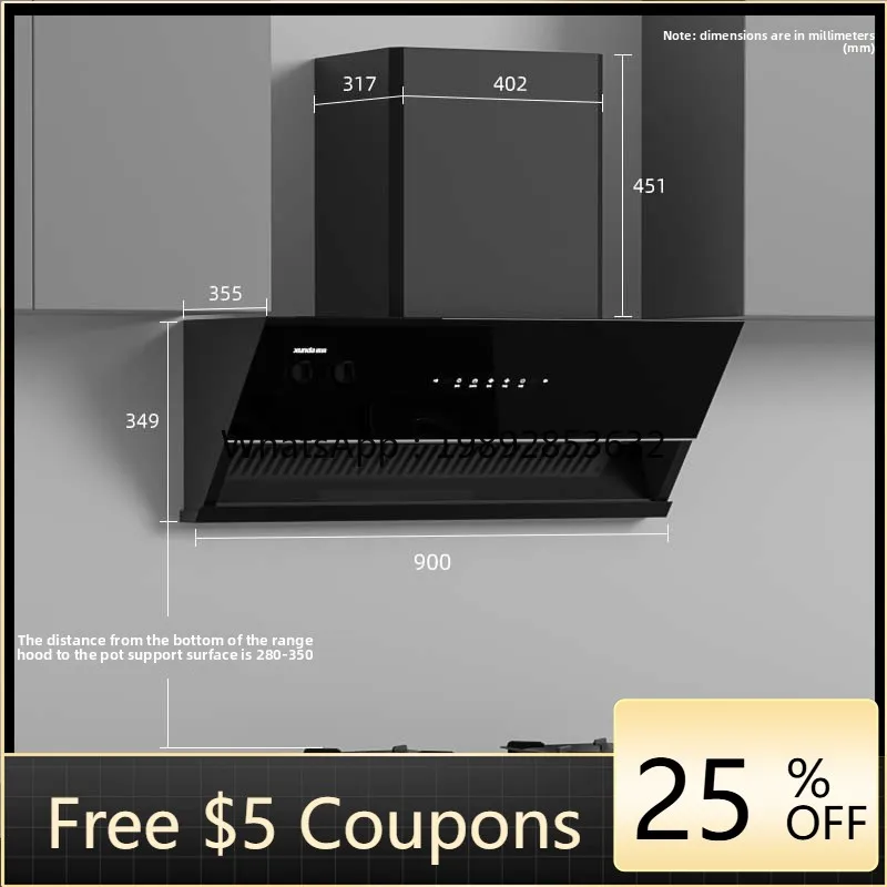 ZZ Range Hood Household Side Suction Machine Intelligent Model High Suction Kitchen Range Hood Official Flagship Store