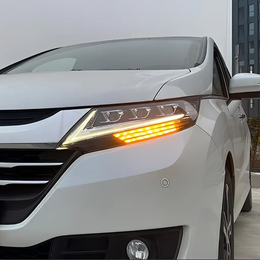 혼다 오디세이 2015-2021 LED 자동차 헤드라이트 업그레이드 3 프로젝터 렌즈 액세서리 용 다이나믹 스 트리머 자동차 전면 램프 어셈블리