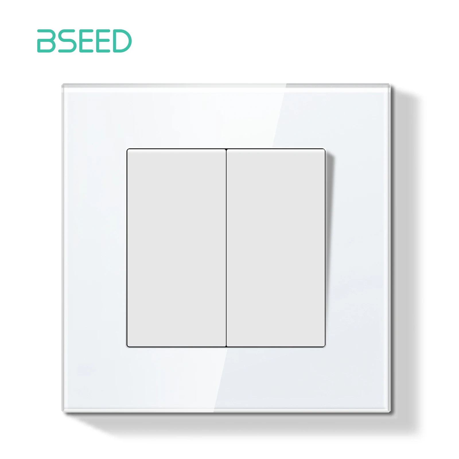 BSEED E-serie mechanische knopschakelaar 1/2Gang 1-weg dubbele lichtschakelaar Drievoudige tuimelschakelaar Glazen paneelschakelaar Aan Uit 250V