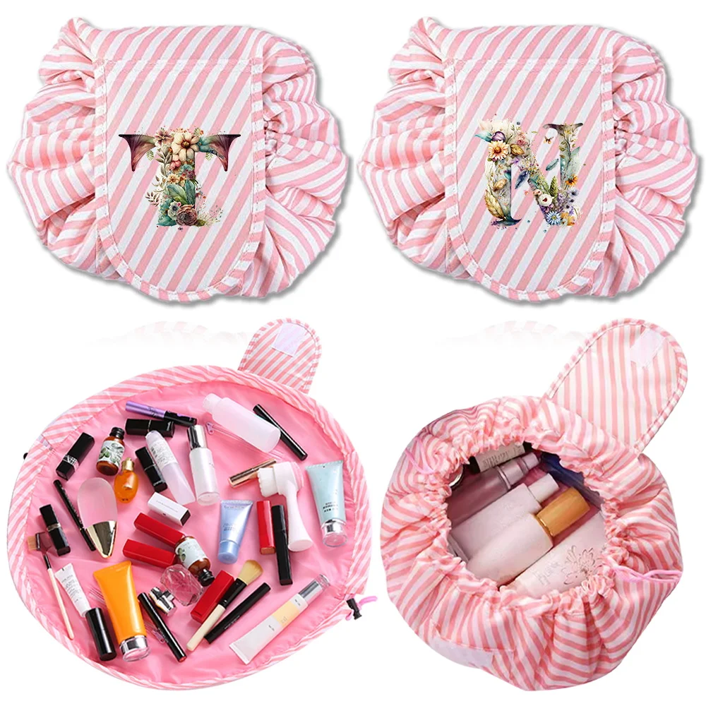 

Makeup bag Cosmetic Bags Drawstring Bag Women Travelneedments Organizer Bags Wash Bag Floral Letter Printing Series