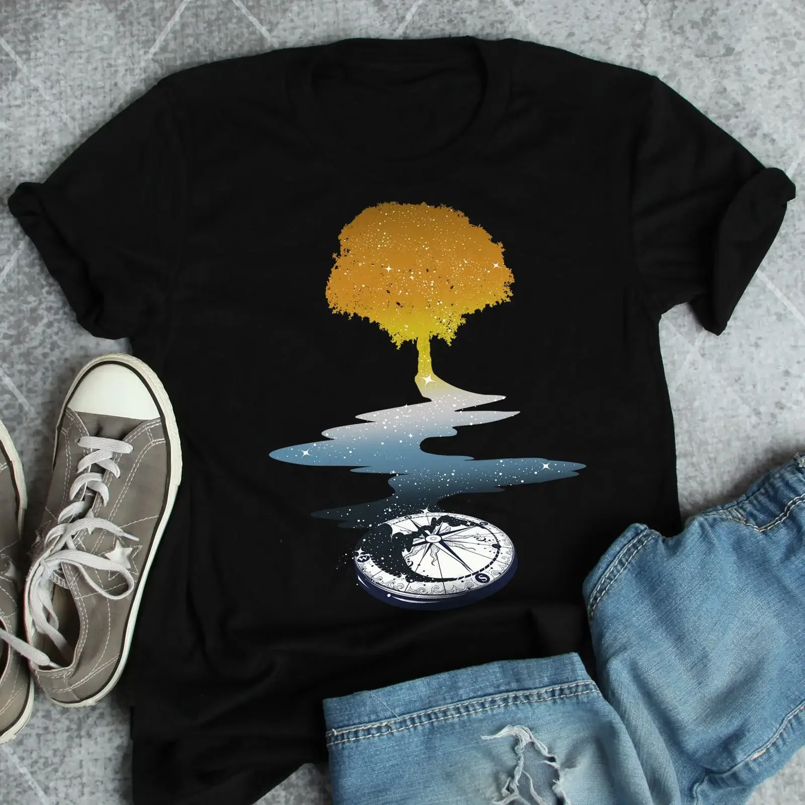 Aroace Pride Tree of Life Sunset T Shirt Aro Ace LGBT Aromantic Asexual Gay  vintage Washed homme Top For Everyday Wear