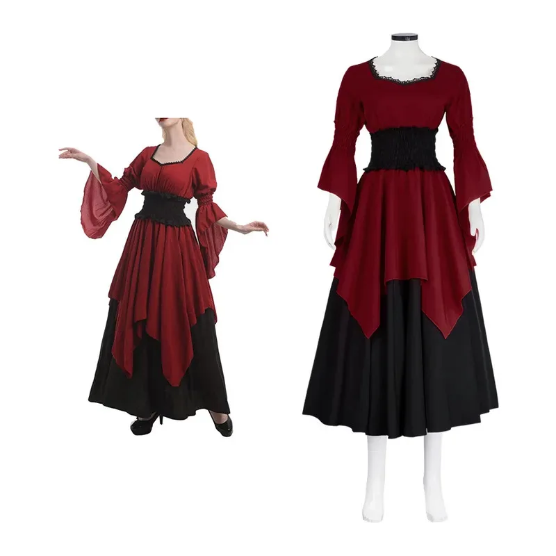 

Halloween Carnival Party Performance Costume Retro Medieval Witch Dress Women's Gothic Renaissance Dress Cosplay