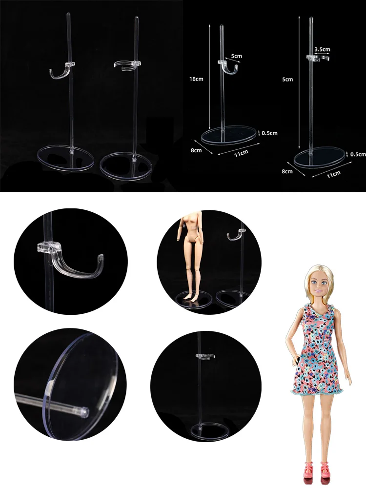 1pc 1/6 Figure Plastic Display Holder High Quality Children Toys Accessories Dolls Transparent Support Doll Stand 18/25cm