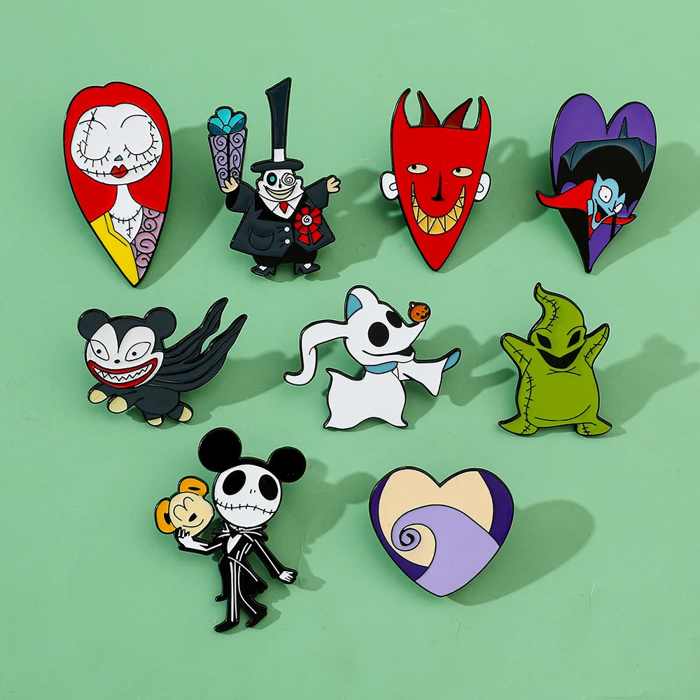 Disney The Nightmare Before Christmas Enamel Pin Cartoon Jack Skeleton Badge Backpack Clothes Lapel Brooch Jewelry Accessories